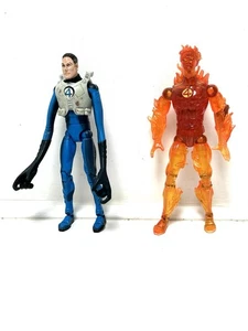 Toy Biz Marvel Legends Fantastic Four Mr Fantastic Human Torch Action Figures X2 - Picture 1 of 10
