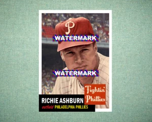 Richie Ashburn Philadelphia Phillies 1953 Style Custom Baseball Art Card - Picture 1 of 2