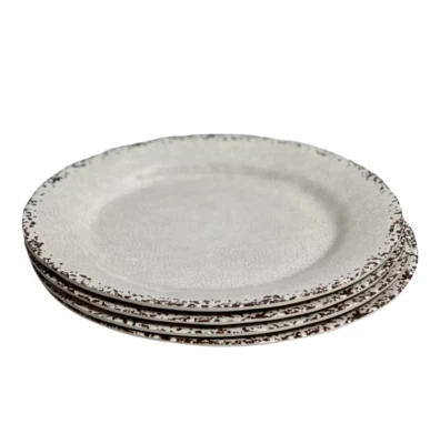 NIP Tommy Bahama Melamine 4 FOUR Dinner Plates Beige Brown 11" Vintage Look - Image 1 of 3