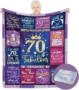 70 Year Old Birthday Gifts for Women, 70th 60''x50'', Purple 70 - Picture 1 of 7