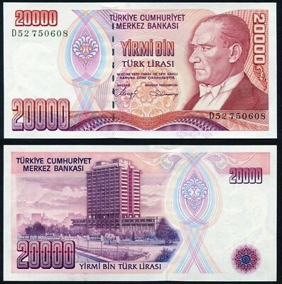 Turkey 20000 lira 1988 Kemal Ataturk & Ankara Central Bank Building P201b UNC - Image 1 of 4