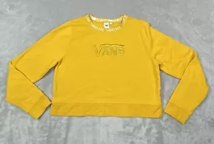 Vans Damen gelber Cropped Pullover Sweatshirt mit gesticktem Logo Gr. L Vintage - Bild 1 von 7