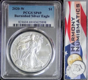 2020 W Burnished American Silver Eagle PCGS SP69 (Uncirculated) 20EG Blue Label - Picture 1 of 2