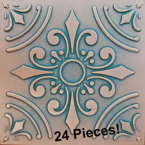 Deckenfliesen, zum Aufkleben 20" x 20", Dekorschaum, HARMONIE Kupfer Patina, 24 Stück - Bild 1 von 5