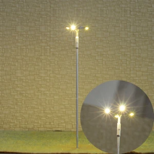 5 x HO scale model railroad plaza street lights LED lampposts flood lamps #024SL - Picture 1 of 5