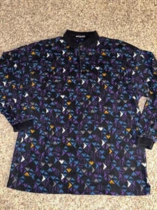 Vintage 90s Bachrach Polo Shirt Men XL Oversized Purple Long Sleeve Grunge Heavy - Picture 1 of 2