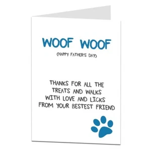 Funny Father’s Day Greeting Card - Woof Woof - From The Pet Cat Dog - Picture 1 of 1