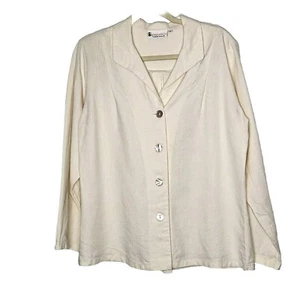 Sympatico HEMP TENCEL Button Up Tunic Blouse Top Sz S Cream Lagenlook Boxy - Imagen 1 de 7