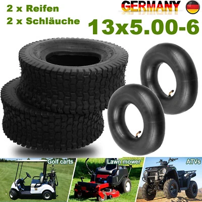 2x Reifen inkl. Schlauch 13x5.00-6 Winkelventil für Aufsitzmäher Rasentraktor DE - Bild 1 von 4