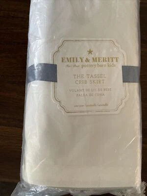 Falda de cuna Pottery Barn Kids Emily & Meritt borla plateada 100 % algodón 16" nueva con etiquetas Foto 1 de 3