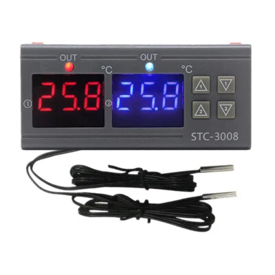 Temperaturregler STC-3008 12V 24V 220V Digitaler LCD Anzeige Doppelt Thermostat - Bild 1 von 4