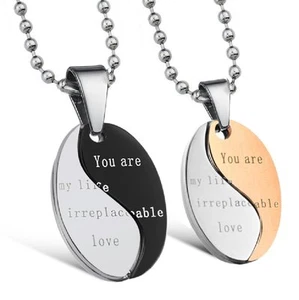 Partnerkette Yin Yang LOVE Edelstahl 2 Partner Anhänger + 2 Ketten Freundschaft - Bild 1 von 1