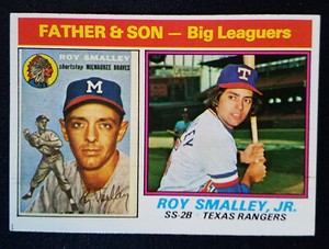 1976 Topps Baseball #70 Father & Son Roy Smalley Jr. Braves Rangers EX-MINT