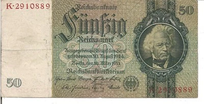 GERMANY, 50 REICHSMARK, P#182a, 1933 - Image 1 of 2