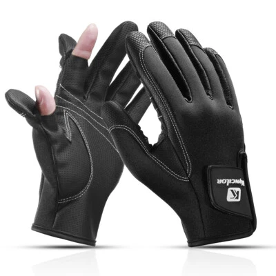 Guantes de pesca de neopreno polar impermeables cálidos guantes de dedo completo para hombres mujeres Foto 1 de 4