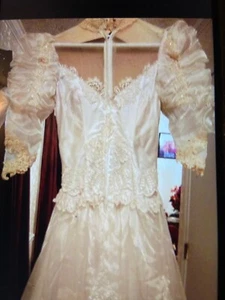 Ruffled Vintage Lace Wedding Gown - Picture 1 of 6