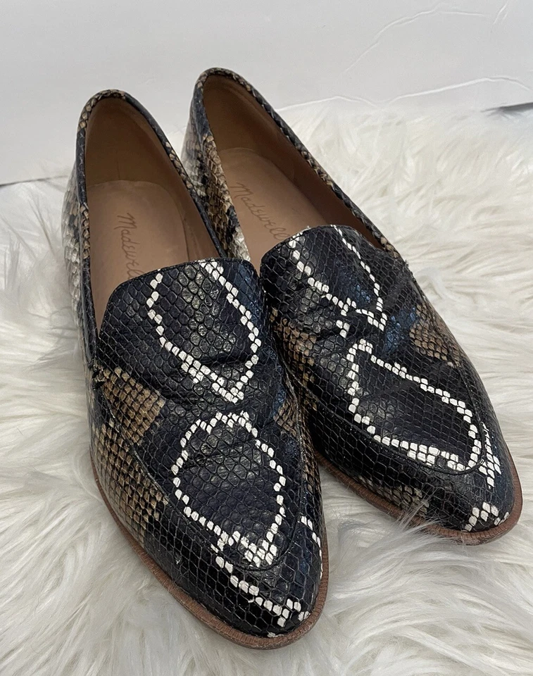 Zapato Mocasín Madewell Talla 8 The Frances Serpiente Repujado Comodidad Trabajo Preppy Foto 1 de 4
