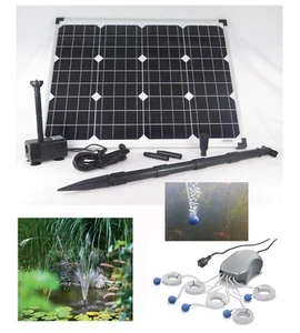 50 W Solar Pumpe + Teich Belüfter Belüftung Gartenteich Sauerstoff Springbrunnen - Bild 1 von 11