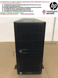 HP ML350 Gen9 2x E5-2690v3 128GB 2x 146GB P440ar/2GB 2x 800W 8SFF Tower Server - Picture 1 of 2