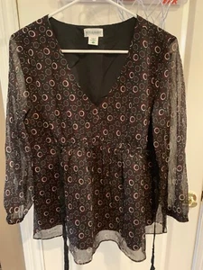 Camicia premaman maternità grande scollo a V manica lunga camicia marrone - Foto 1 di 3