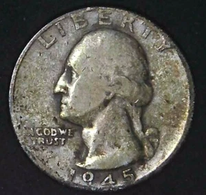 1945-P 25C Washington Quarter 90% Silver 21cct0525 - Picture 1 of 2