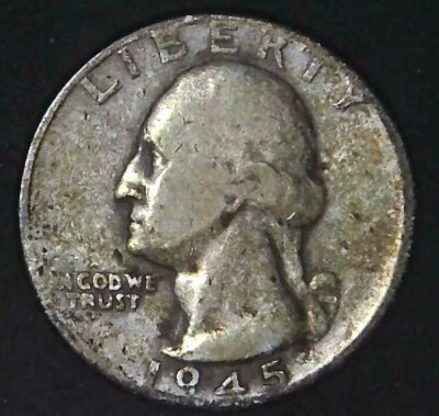 1945-P 25C Washington Quarter 90% Silver 21cct0525 - Image 1 of 2