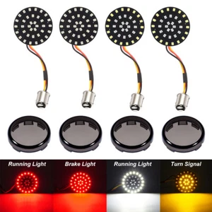 Lente de humo con inserciones de señal de giro LED 1157 para Harley Dyna FXDL FXDX Fatboy Softail - Imagen 1 de 12