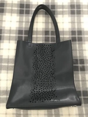 Banana Republic Leather Canvas Tote Bag (Navy) (RN54023) - Image 1 of 4