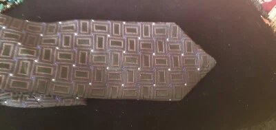 Corbata Canali, Nueva, Para Hombre, 100% Seda, Italia, Geométrica, 58 x 3,5, VERDE MARRÓN  Foto 1 de 3