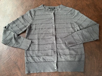 Cárdigan Talla L ANN TAYLOR Ligero Gris Plateado Hilos Metálicos Foto 1 de 4