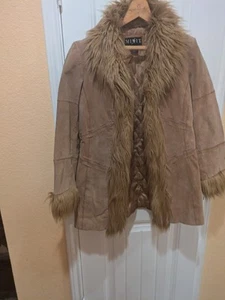 Vintage Mixit Leather Suede & Faux Fur Coat Penny Lane Inspired Size MEDIUM - Picture 1 of 10