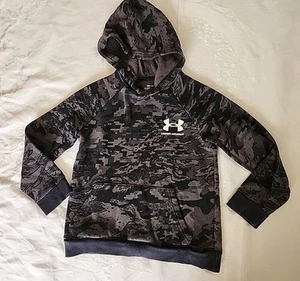 Under Armour BOYS YSM Hooded Sweater Pullover Camouflage Black Gray - Picture 1 of 11