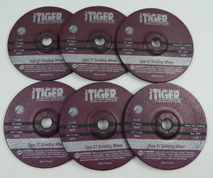 6 Weiler 56447 56445 7" x 1/4" Tiger 5/8-11 T27 Grind Wheel A24N 7/8" A.H. - Picture 1 of 4