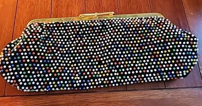 Bolso de mano de noche vintage con cuentas reversible caramelos y puntos irredencentes años 60  Foto 1 de 4