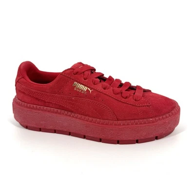 Zapatillas Puma Platform Trace para mujer talla 6,5 rojas gamuza cuero zapatos con cordones Foto 1 de 4