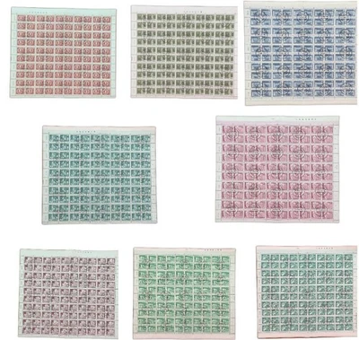 SA38d Germany DDR 1980 Architecture & Coat of Arms set of 8 used full sheets - Image 1 of 4