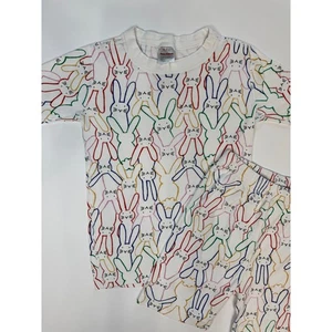 Hanna Andersson 2 piece short johns pajamas bunny white rabbit pajamas girls 10 - Picture 1 of 6