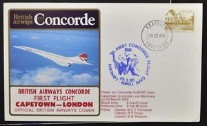 SOUTH AFRICA ENGLAND 1985 British CONCORDE Supersonic Plane First Flight Cover - Picture 1 of 3