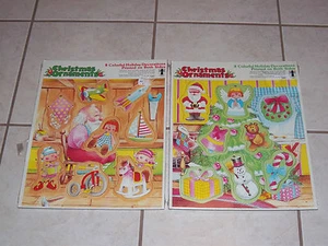 New 2 Sets of 8 Colorful Holiday Decorations Printed on Both Sides Puzzle Board - Bild 1 von 3
