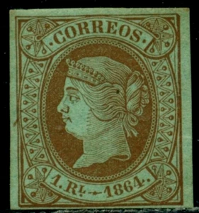España 1864 Reina Isabel II, Realeza, Definitiva, Mi.59, MNG - Imagen 1 de 2