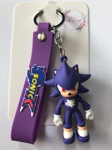 3D SONIC THE HEDGEHOG FIGURE KEYRING KEYCLIP PURPLE - Picture 1 of 2