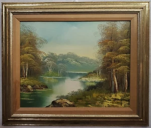 Beautiful Original Acrylic Landscape Painting G. Raymond - riverbank in autumn - Picture 1 of 18