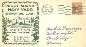 PUGET SOUND NAVY YARD Bremerton WA September 3 1939 John Paul Jones Chap USCS - Picture 1 of 1