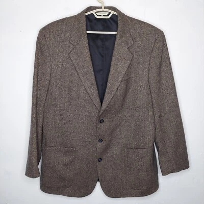Chaqueta de Lana Eddie Bauer AKA De Colección Para Hombres 46 Alto Marrón Espiga Tweed 3 Botones Foto 1 de 4