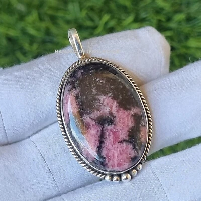 Colgante hecho a mano de plata de ley 925 de rodonita increíble curación para ella PG2795 Foto 1 de 4