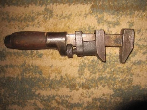 Vintage J.H. Williams & Co 6" Wooden Handle Adjustable Monkey Wrench - Picture 1 of 6