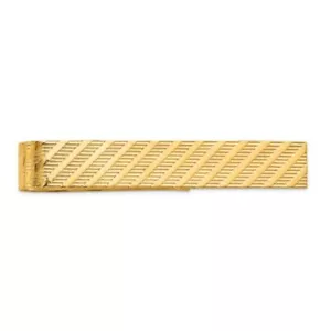14K Solid Yellow Gold Mens Tie Clip Bar Tac - Picture 1 of 6
