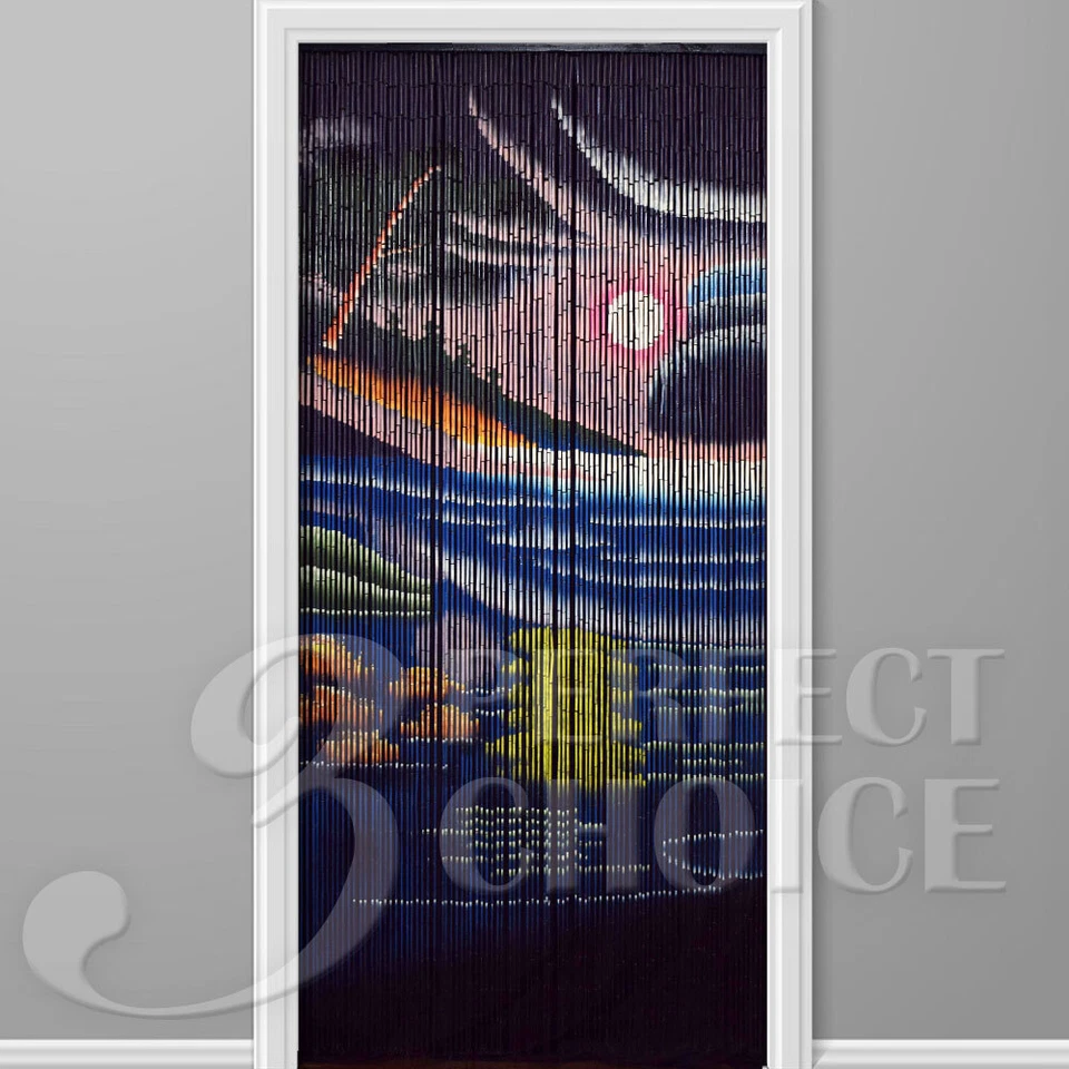 Bamboo Beaded Curtain Window Door Hanging Shoji Room Dividers Palm Hawaii Beach - Image 1 of 1