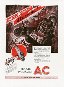 "BOUGIE AC 87" Annonce originale entoilée FRANCE ILLUSTRATION 1948 Raoul AUGER - Imagen 1 de 1