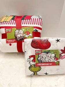 GRINCH Queen Quilt Set & Queen Grinch CHRISTMAS Sheet Set NEW - Picture 1 of 4